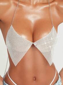 EgrlEra Top de cache-maillot dos nu avec col ras-du-cou serti de strass pour femmes, tenue de festival de musique 2025, pour vacances d'été à la plage