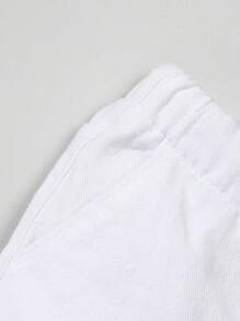 SHEIN Baby Boys' Retro Casual Street Cool Multi-Pocket Loose Comfortable Full Elastic Waist Drawstring Cuffed Washed Light Blue Denim Cargo Pants - White - View 7