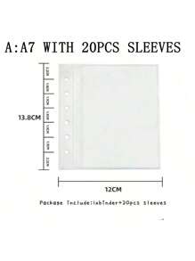 A5/A7 PU-pärm, samlarbok med 20 st. ärmar, 7,5 cm, ringvykortsorganisatör - vit rosa, skolmaterial, tillbaka till skolan - Vitt - Visa 3