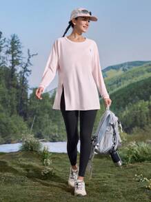 In My Nature Tee-shirt décontracté pour femmes de couleur unie avec fente pour la randonnée