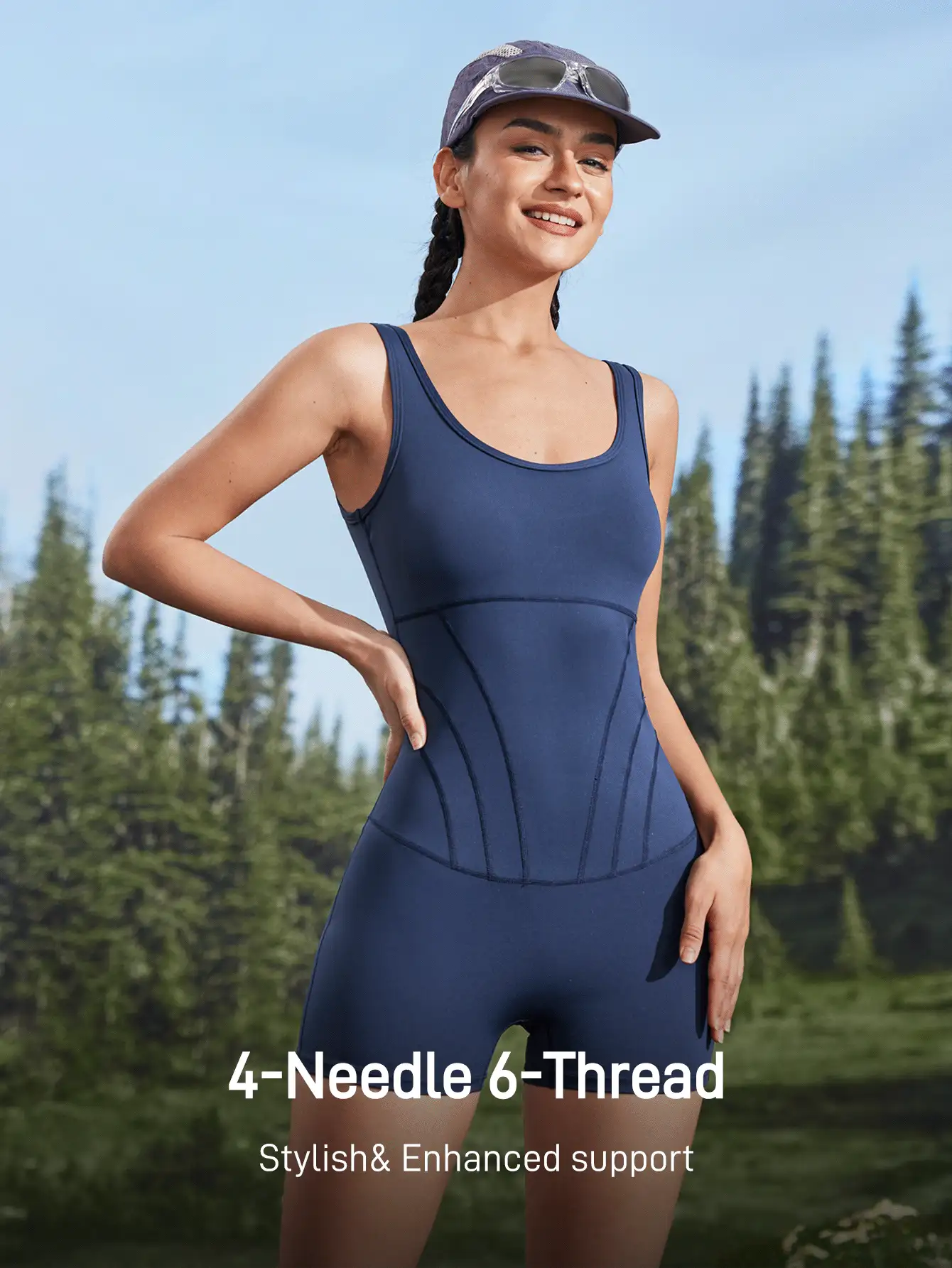 Gameset SHEIN Sport Women's Sleeveless Simple Fitted Patchwork Activewear Jumpsuit - Blue - View 2