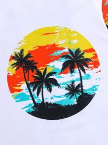 SHEIN Leap Crew Tween Boy Vacation Casual Rash Guard Swimsuit Set - White - View 6