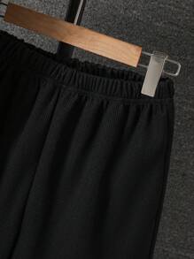 青少年男孩撞色装饰 Polo 衫和短裤两件套 - 黑色 - 查看 3