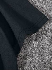 Manfinity Dauomo 男士休闲简约字母印花短袖T恤 - 黑色 - 查看 4