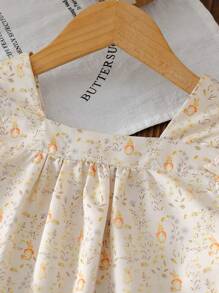 SHEIN Young Girls Spring/Autumn Ditsy Floral Top And Matching Long Pants 2 Pieces Set, Pastoral Style Pattern, Simple Design, Suitable For Outdoor Play, Home, School, Party And Other Occasions - Multicolor - View 5
