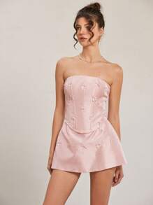 Aveloria Rosie 性感俏皮粉色抹胸上衣和紧身迷你裙 2 件/套 女士 - 粉色 - 查看 6