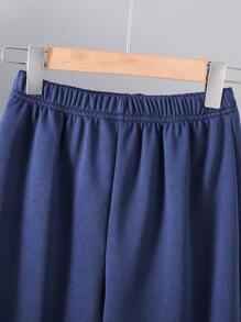 SHEIN Leap Crew 3 件套青少年男孩休闲斋月背心、短袖衬衫和裤子 - 黑色 - 查看 3