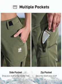 In My Nature 女式山地印花口袋喇叭裤户外徒步女装 - 軍綠色 - 查看 4