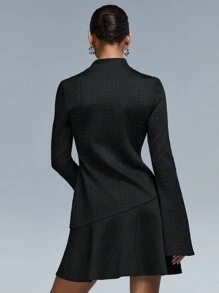 Athîral 女士休闲简约迷你连衣裙，适合日常穿着 - 黑色 - 查看 2