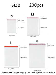 SHEIN 200 chiếc túi Opp trong suốt tự dính, túi nhựa có thể đóng lại để đóng gói số lượng lớn quà tặng nhỏ, quà tặng tiệc và đồ chơi, phù hợp với các mặt hàng có kích cỡ khác nhau, S/M/L/Xl, có thể dùng để đựng quần áo, áo sơ mi, quần, thực phẩm, sơn, bao bì quà tặng tiệc, túi đóng gói chắc chắn và bền - Trong sáng - Xem 7