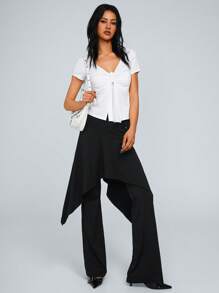 TRNVIE Fashionable V-Neck Tied Short Sleeve White Blouse.Festival Patry.Summer Outfits For Women