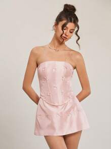 Aveloria Rosie 性感俏皮粉色抹胸上衣和紧身迷你裙 2 件/套 女士 - 粉色 - 查看 4