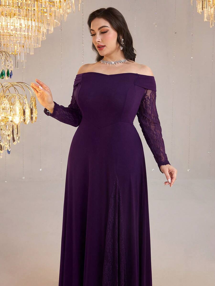 Modelyn Plus Size Casual Dress, Simple & Fashionable For Everyday Wear - Purple - View 1