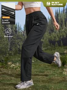 In My Nature 女士字母印花口袋褶皱户外裤 - 黑色 - 查看 8