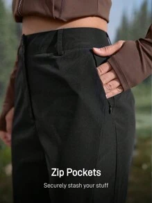SHEIN Sports Outdoor Wear Women's Hiking Pants For Camping, Hiking, Sports, And City Commuting, Women's Fall & Winter Outdoor Pants - Black - View 3