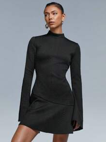 Athîral 女士休闲简约迷你连衣裙，适合日常穿着 - 黑色 - 查看 1