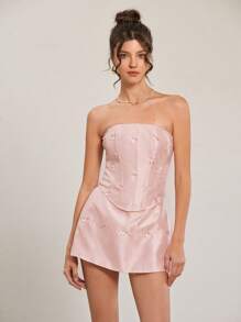 Aveloria Rosie 性感俏皮粉色抹胸上衣和紧身迷你裙 2 件/套 女士 - 粉色 - 查看 3