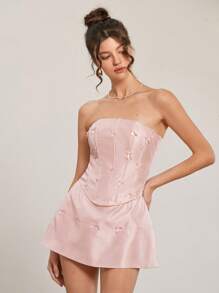 Aveloria Rosie 性感俏皮粉色抹胸上衣和紧身迷你裙 2 件/套 女士 - 粉色 - 查看 5