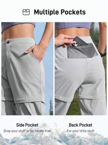 In My Nature Women's Casual Solid Color Detachable Hiking Pants