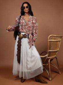 COSMINA Women's Bohemian Paisley Flower Print Blouse, Summer Vacation , Wedding Guest Attire