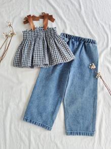 Vintaside Kids Young Girl Casual Camisole Top And Pants 2 Pieces Set, Minimalist Fashion For Daily Wear Summer Holiday - Multicolor - View 2