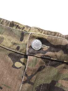 1pc Tween Boy Denim Camo Cargo Pants With Pockets - Multicolor - View 5