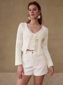 MOTF KNITWEAR VEST & KNOT CARDIGAN - White - View 4