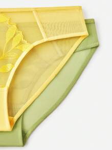 LUVLETTE Quần lót Plus cạp trung màu xanh lá cây thêu hoa ren, thoải mái, thoáng khí - Đồ lót gợi cảm - Màu xanh Bạc hà - Xem 8