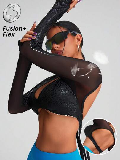 Innovista Ropa deportiva para mujer con estampado de lámina, camiseta deportiva de manga corta, sudaderas, top de gimnasio con brillo de piel sintética y metalizado, recortado, animal, malla transpirable con recortes, ropa de entrenamiento de alta elasticidad y secado rápido, fitness, estampado de leopardo, elegante y único, chándal elegante y lujoso, festival de música, fiesta, baile, Y2K, eléctrico, ciclismo, correr, cardio, fuerza, pilates, yoga, al aire libre, senderismo, campamento, pista, voleibol, salir, ropa deportiva, traje de baño, negro, otoño, San Valentín