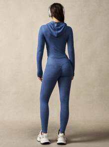 VARSITIE Workout Sets Women Zip-Up Hooded Long Sleeve Slim Fit Tracksuit