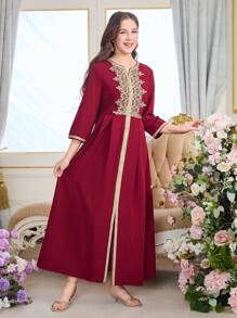 Teen Girl Long Dress, Print Fashion Outfit, Comfortable Fabric, Non-Stuffy For Summer