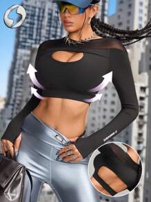 Innovista Women Activewear Cropped Long Sleeve Sports Tshirt,Sweatshirts, Hollow Out Backless Push Up Breathable Mesh Cut Out Gym Top, High Elastic & Dry Fit Workout Outfits , Moister-Wicking, Fitness Top, Edgy & Unique Stylish Tracksuit, Cycle,Bike,Running,Cardio,Strength,Weights,Pilates,Yoga,Mat,Outdoor,Hike,Camping,Trail, Volleyball,Going Out, Athleisure,Base Layer,Buckleball, Music Festival,Party, Jiffy Shirts,Black,Spring,Valentine