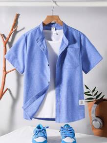 Tween Boy Casual Short Sleeve Shirt And Shorts Summer Outfit