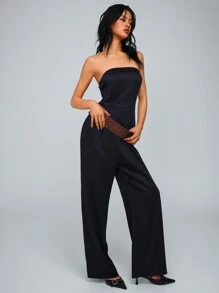 SHEIN Unity Solid Color Casual Straight Leg Minimalist Romper For Women.Summer Outfits For Women - Navy Blue - View 7