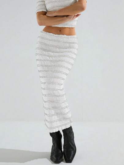 Athîral Women Fashion Textured Waist Fitted Skirt,Western Wear Women