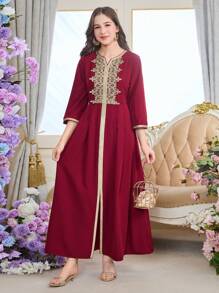 Teen Girl Long Dress, Print Fashion Outfit, Comfortable Fabric, Non-Stuffy For Summer