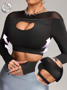 Innovista Women Activewear Cropped Long Sleeve Sports Tshirt,Sweatshirts, Hollow Out Backless Push Up Breathable Mesh Cut Out Gym Top, High Elastic & Dry Fit Workout Outfits , Moister-Wicking, Fitness Top, Edgy & Unique Stylish Tracksuit, Cycle,Bike,Running,Cardio,Strength,Weights,Pilates,Yoga,Mat,Outdoor,Hike,Camping,Trail, Volleyball,Going Out, Athleisure,Base Layer,Buckleball, Music Festival,Party, Jiffy Shirts,Black,Spring,Valentine