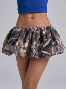 Easelle Falda A-Line de mujer estampada y tejida, adecuada para vacaciones