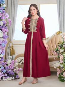 Teen Girl Long Dress, Print Fashion Outfit, Comfortable Fabric, Non-Stuffy For Summer