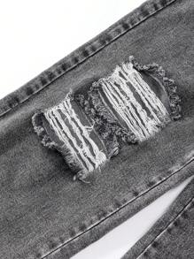 Teen Girls Distressed Denim Jeans With Butterfly Print Tank Top - White - View 2