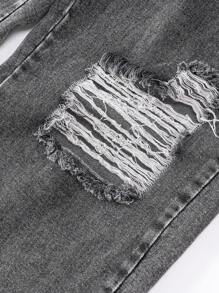 Teen Girls Distressed Denim Jeans With Butterfly Print Tank Top - White - View 5