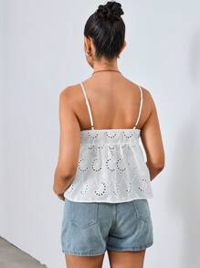 Chiquease Casual Solid Color Hollow Embroidery Bow Strap - White - View 2