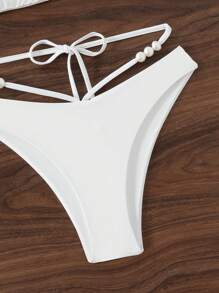 Swim Chiccia Spring Break Women New Minimalist Pure White Design Bottom Swimming Trunks For Summer Beach Vacation - White - View 5