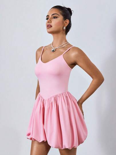 Chiquease Mono entallado con estampado floral y tirantes ajustables para mujer, primavera/verano