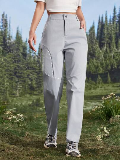 In My Nature 女士纯色前扣口袋简约休闲户外裤