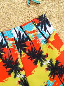 SHEIN Leap Crew Tween Boy Vacation Casual Rash Guard Swimsuit Set - White - View 4