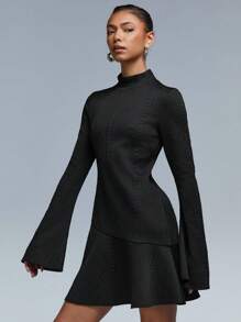 Athîral 女士休闲简约迷你连衣裙，适合日常穿着 - 黑色 - 查看 5