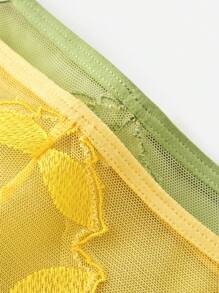 LUVLETTE Mid-Rise Green Embroidery Floral Basic Lace Comfortable Breathable Underwear Briefs-Sexy Lingerie - Mint Green - View 10