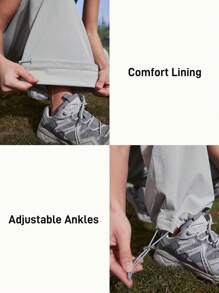 In My Nature 女士松紧腰口袋印花休闲徒步裤，简约 - 淺灰色 - 查看 4