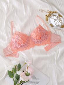 شمواه مطرزة بتفصيلات دانتيل ، أنيقة ، خصر مرتفع ، مريحة ، بحمالات داخلية تدعم الصدر ، ملابس داخلية نسائية رومانسية